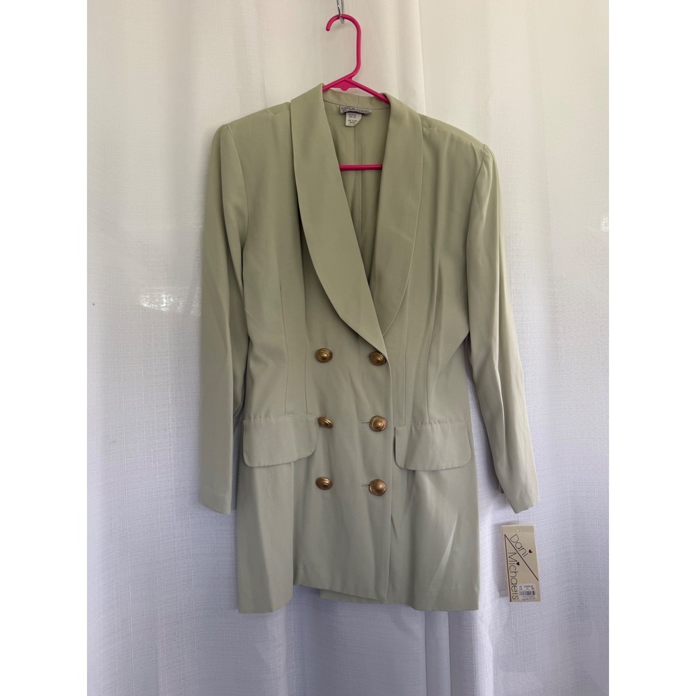 Vintage Dani Michaels Sage Green Pant Suit Set Size 12 90s Blazer Old Money - Picture 4 of 8